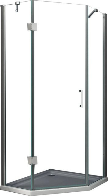 Glasdeals Duschkabine VERTEX Pentagon asymmetrisch aus Glas in Transparent und Silber, B/T/H: 100 x 100 x 195 cm - Bild 1