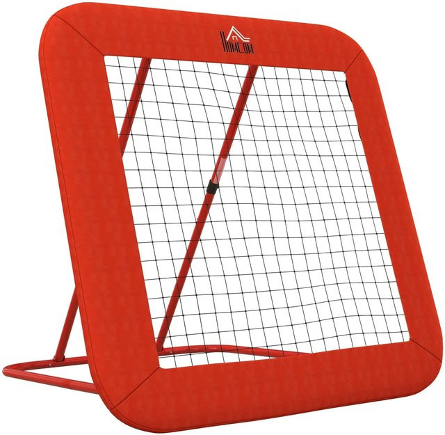 HOMCOM Fußball Rebounder Metall PE Polyester Rot - Bild 1