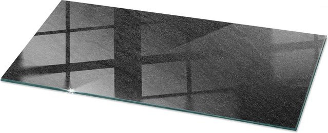 Tulup Tischplatte aus Glas in Schwarz mit Natursteinstruktur, Rechteckig, B/T: 125 x 50 cm - Bild 1