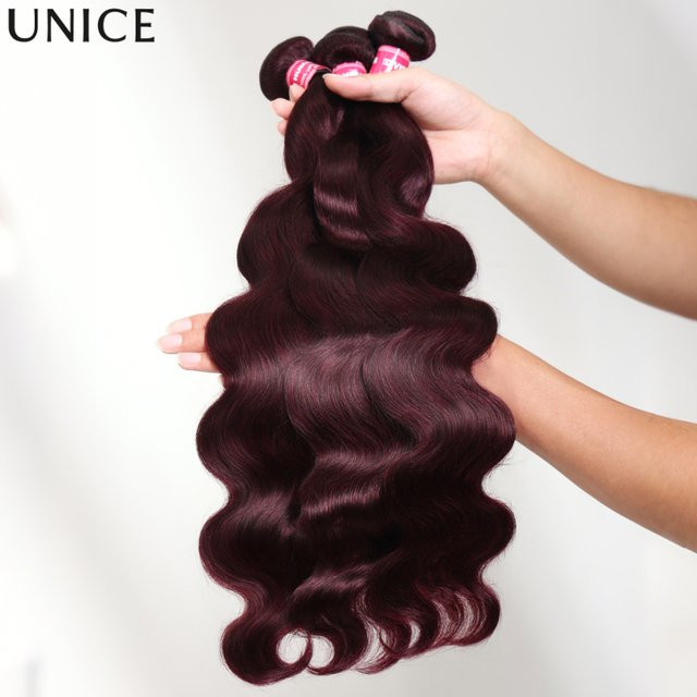 UNice Black Cherry Body Wave Echthaar-Bündel, 100 g pro Bündel - Bild 1