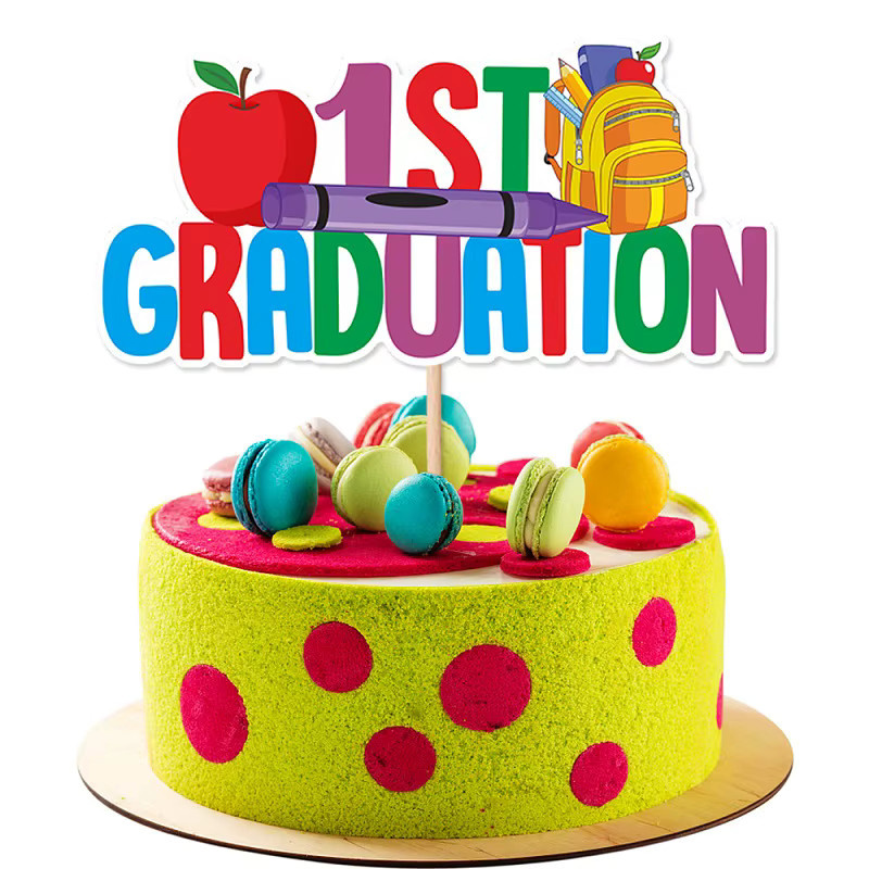 Kindergarten Abschlussfeier Kuchen Dekoration Set mit Motiv-Kuchenaufsätzen in Mehrfarbig - Bild 4