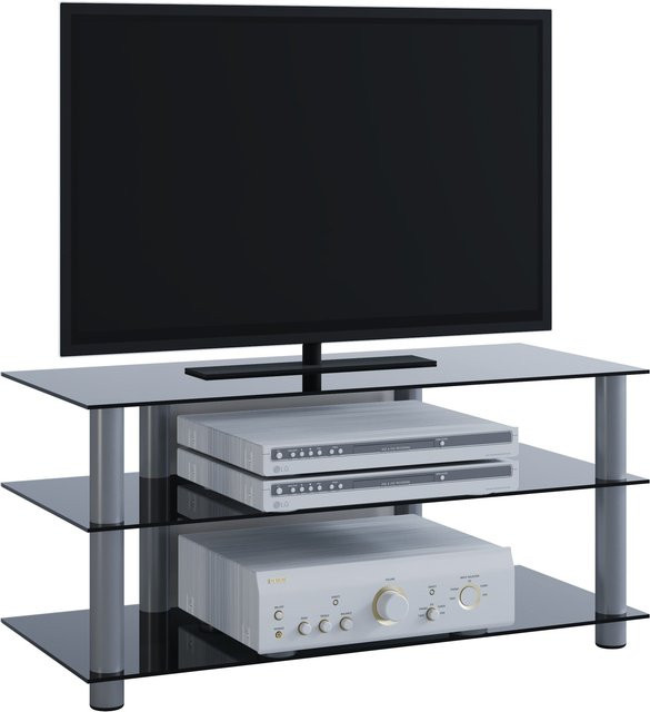 VCM TV-Möbel Netasa Lowboard in Schwarz und Silber mit ESG-Sicherheitsglas, B/T/H: 95 x 40 x 45 cm - Bild 3