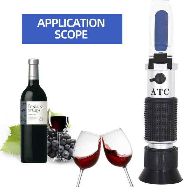 JUANJUAN Handheld Wein Refraktometer zur Messung von Alkoholgehalt und Zuckergehalt für Bier und Trauben, 0-25 % Alkohol und 0-40 % Brix - Bild 1