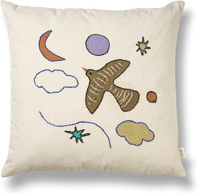 Ferm Living Naive Kissen quadratisch in Beige und Multicolour mit grafischem skandinavischem Design - Bild 1