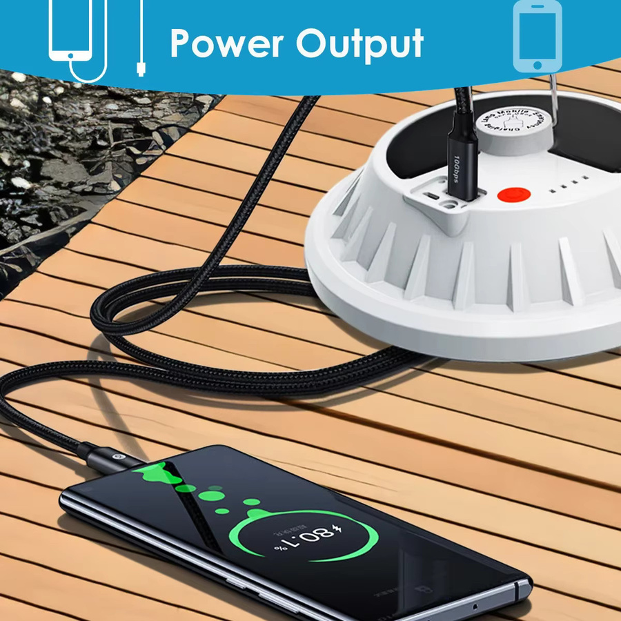 XIWANGFIRE Tragbare Solar-Campingleuchte in Weiß mit Haken, Powerbank-Funktion und 5 Modi für Innen- und Außenbereich - Bild 4