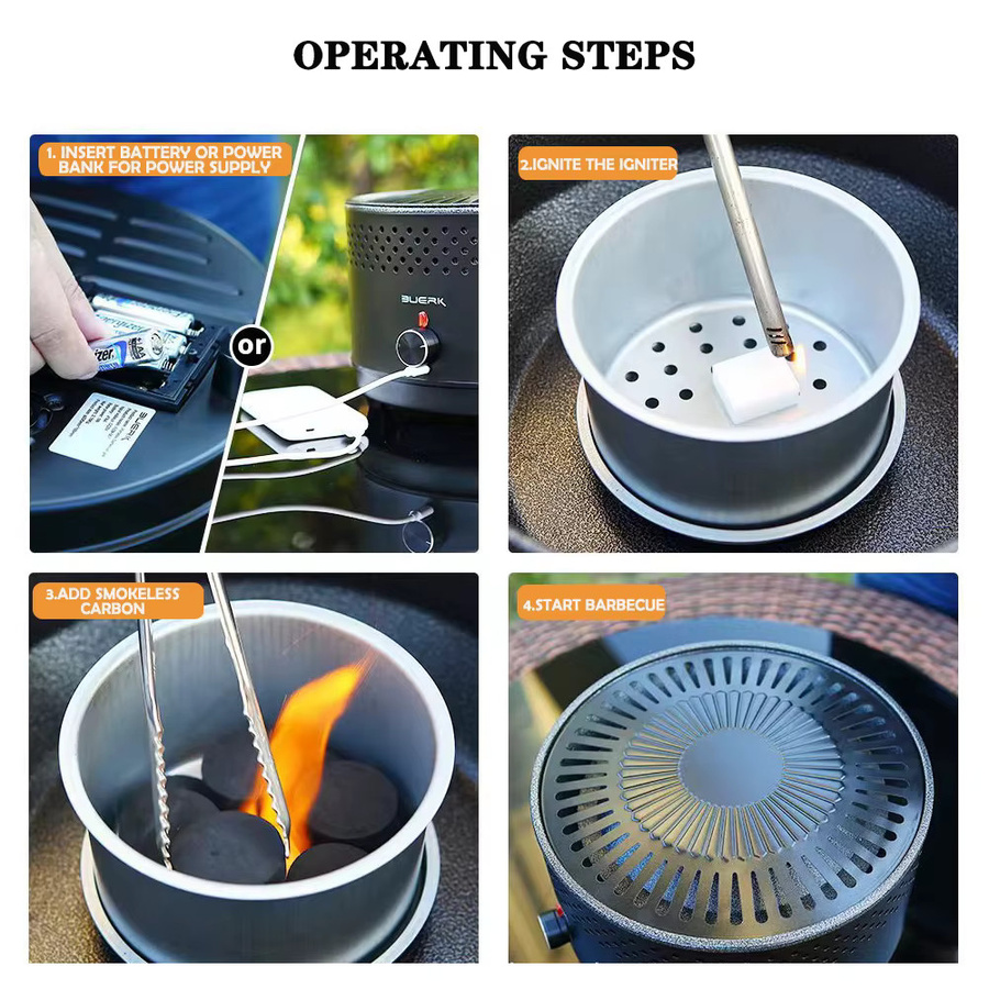 YunlinLi Rauchfreier Holzkohlegrill für den Außenbereich mit multifunktionaler Grillplatte für Camping und Churrasco - Bild 4