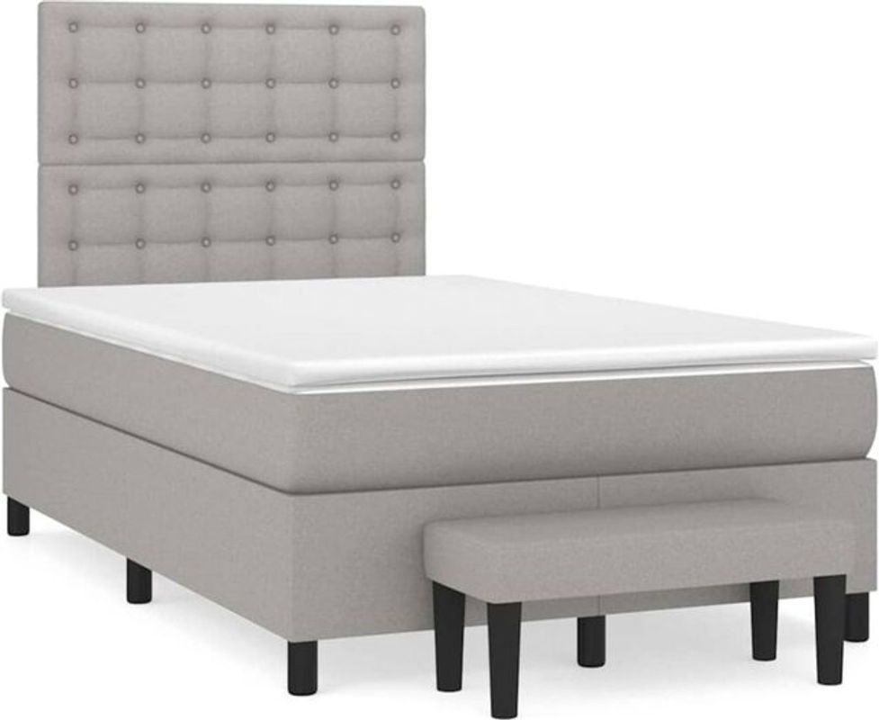 Vidaxl Boxspringbett mit Matratze in Grau aus Stoff und Kiefer, B/T/H: 190 x 120 x 118 cm - Bild 1