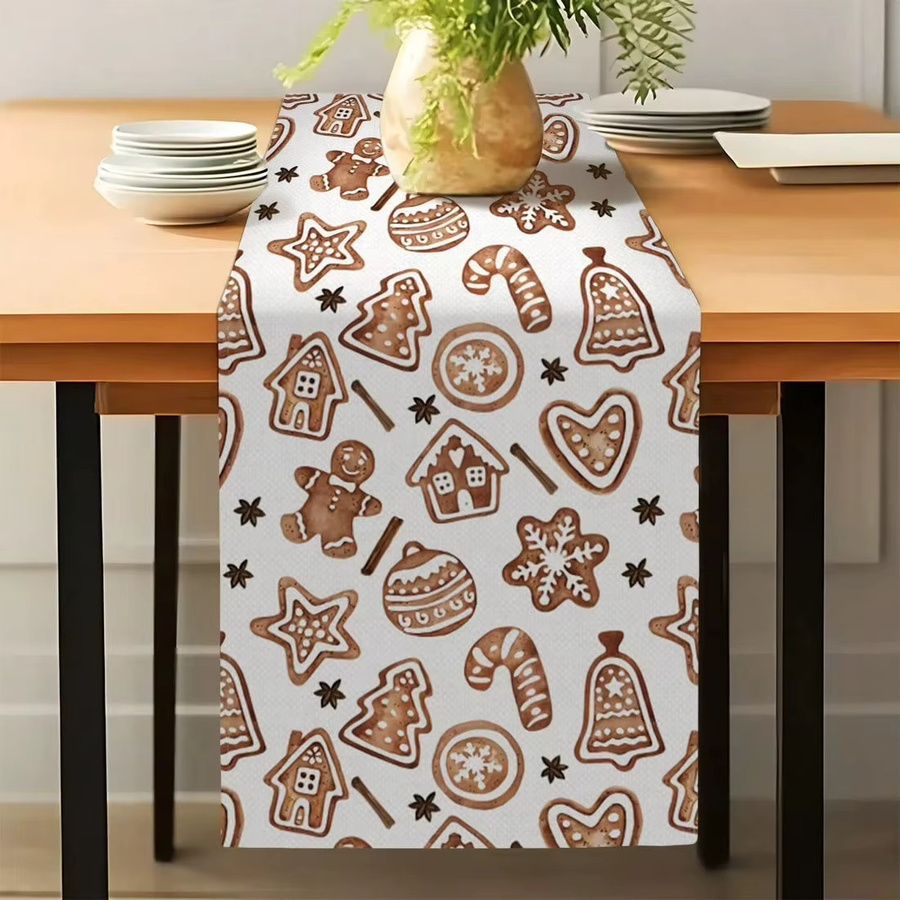 JIT Weihnachts-Tischläufer mit Zimt-Stern-Aufdruck, Weiß, B/T/H: 180 x 30 x 30 cm - Bild 3