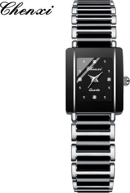 CHENXI Armbanduhr Keramik, Quarz, Eckig, Schwarz, Unisex - Bild 1
