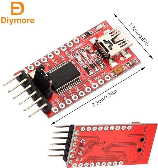 FTDI USB zu TTL Serieller Adapter FT232RL Modul in Rot für Arduino Pro Mini mit USB-C Anschluss - Bild 1