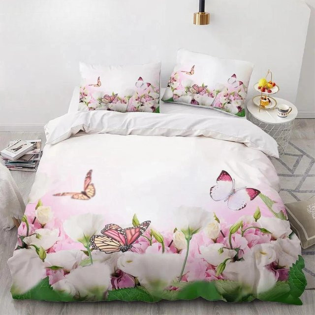JMG Household Supplies 3D-Bettwäscheset mit floralem Design in Weiß, Material Mikrofaser/Polyester, Breite: 70 cm, Länge: 133 cm - Bild 1