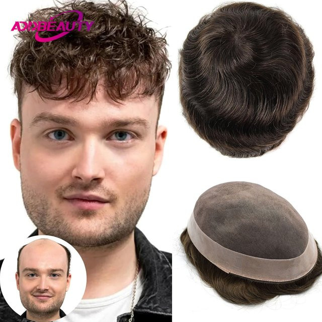 Addbeauty Männer Toupet, Echthaar, Braun - Bild 1