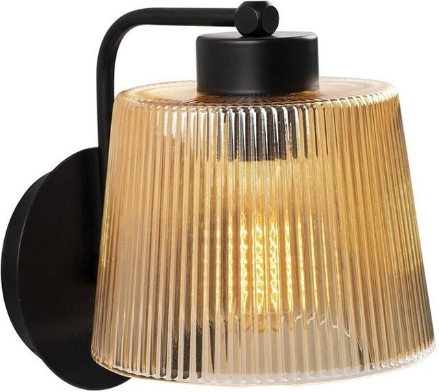 Opviq Wandleuchte in Schwarz aus Metall und Glas mit E27 Fassung, B/H/T: 18 x 19 x 18 cm - Bild 1