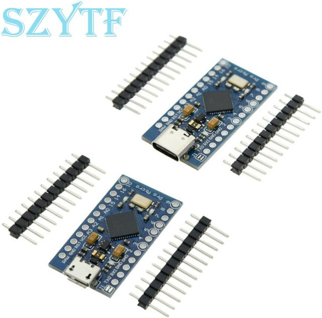 SZYTF Pro Micro ATmega32U4 Mikrocontroller 5V 16MHz in Blau mit Micro-USB-Schnittstelle und 2-reihigem Pin-Header - Bild 1