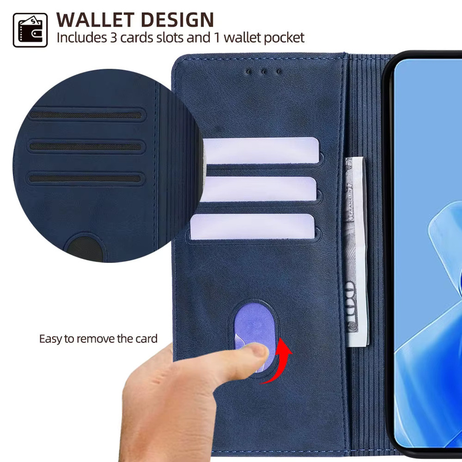 Leder Vollschutzhülle für Itel A50 A50C S24 RS4 P65 P55 Plus Magnetische Flip Wallet Case Book Style Handytasche mit Kartenhalter in Schwarz und Blau - Bild 3