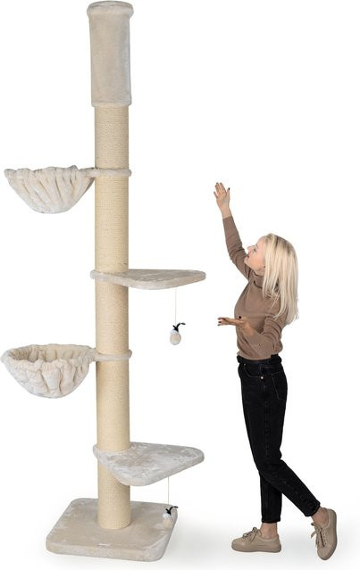 HAPPYPET Kratzbaum XXL Deckenhoch für große Katzen in Creme Basic, Höhe: 250 bis 275 cm - Bild 1