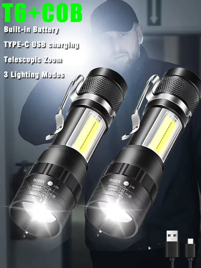 KDULIT Mini-LED-Taschenlampe in Schwarz, wiederaufladbare tragbare Taschenlampe mit Stiftclip und Metallgehäuse für Outdoor und Camping - Bild 7