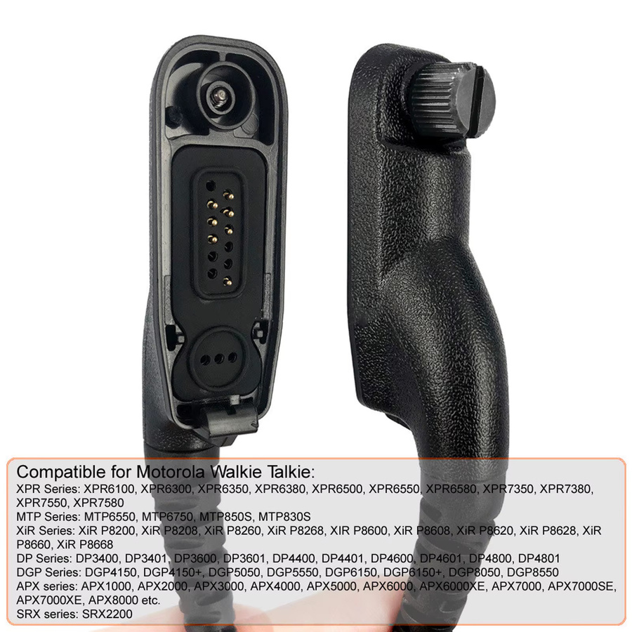 Motorola Schultermikrofon mit Push-to-Talk für XPR und APX Walkie Talkies in Schwarz - Bild 2