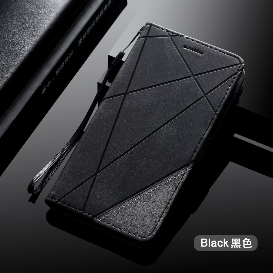 Lederne Magnetische Flip Case Brieftasche mit Standfunktion für Samsung Galaxy Note 8 9 10 Plus 20 Ultra A5 A6 A7 A8 Plus in Blau - Bild 3