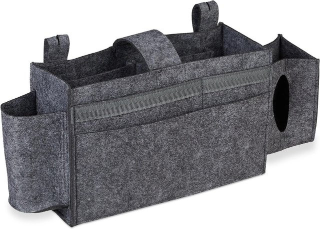 Relaxdays Betttasche aus Filz für das Hochbett in Dunkelgrau mit 8 Fächern, B/T/H: 43 x 23 x 11 cm - Bild 1