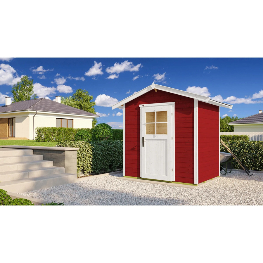 WEKA Gartenhaus 223 aus Fichtenholz mit Satteldach und Vordach in Rot, B/H/T: 260 x 227 x 174 cm - Bild 2