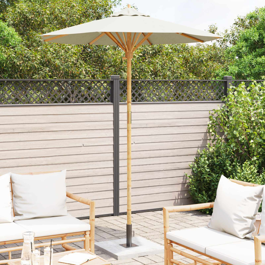 vidaXL Garten-Sonnenschirm aus Bambus und Polyester in Cremeweiß, B/T/H: 180 x 180 x 230 cm - Bild 3