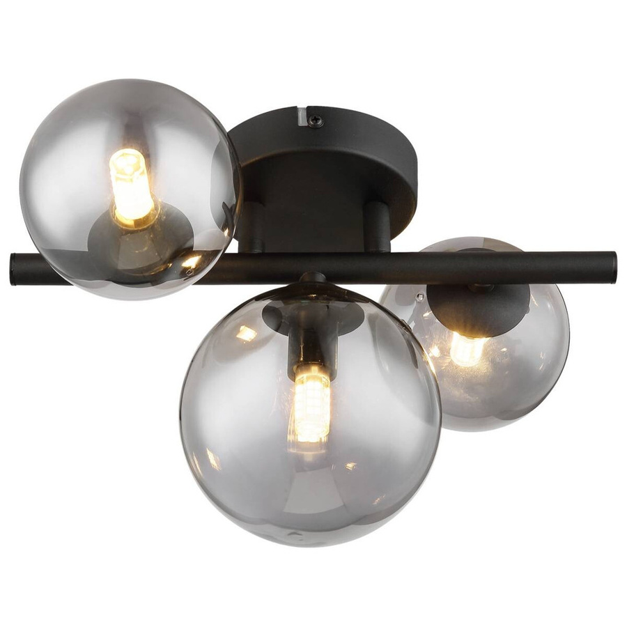 GLOBO Deckenleuchte Riha in Schwarz aus Metall mit Rauchglas, B/H: 20,8 x 28,3 cm - Bild 2