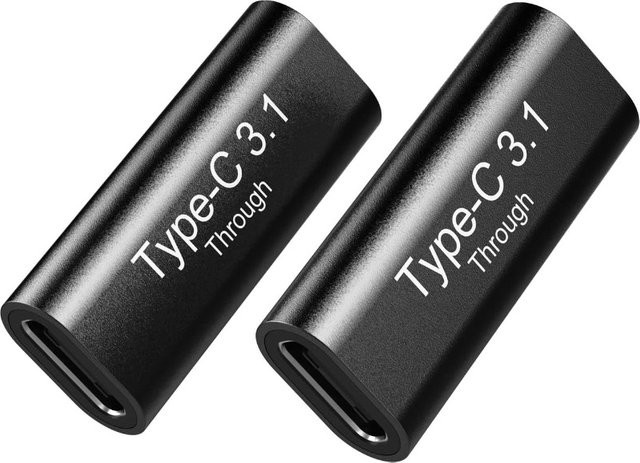 2er-Set USB-C auf USB-C Buchse Adapter aus Aluminium in Schwarz mit 4K-Videounterstützung, Fast Charging und 10 Gbit/s Datenübertragung - Bild 1