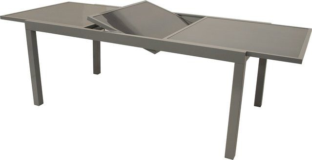 DEGAMO Ausziehtisch PISA für den Garten aus Aluminium und Glas, silbergrau und grau, B/T: 180 bis 240 x 100 cm - Bild 1