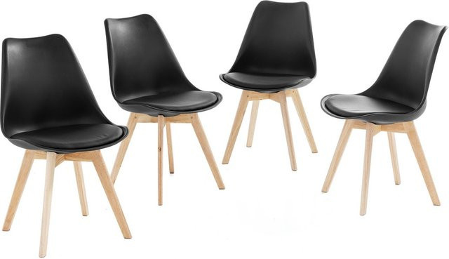 4er-Set Esszimmerstühle aus Buchenholz und Polypropylen von Better Home, B/T/H: 57 x 49 x 81 cm - Bild 1