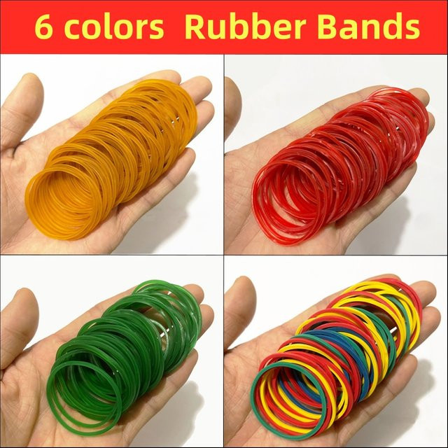Gelbe elastische Gummibänder aus Gummi für Bürobedarf und Schule zum Verpacken von Aktenordnern - Bild 1