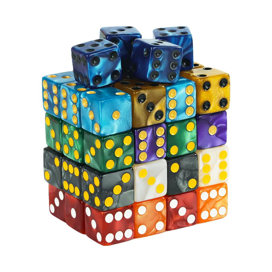Dormia 6-seitige Spielwürfel, Marmor-Acryl-D6-Würfelset, Bunt / Mehrfarbig, Schwarz - Bild 2