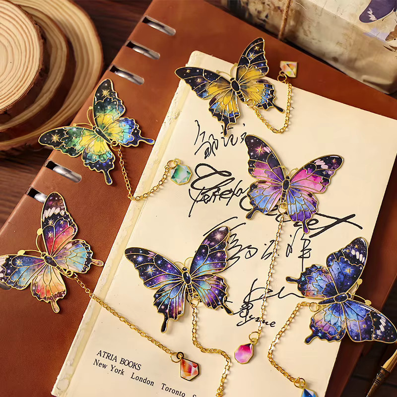 6style Metall-Lesezeichen mit Schmetterling im Retro-Ölgemälde-Stil, Mehrfarbig - Bild 3