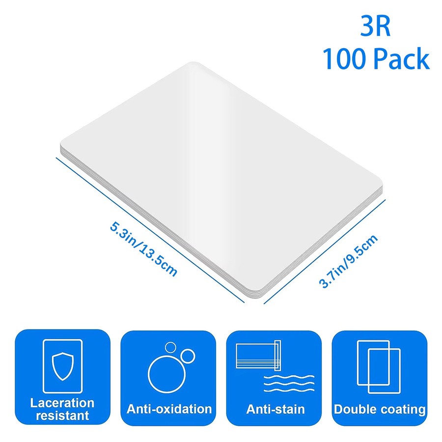 100er-Pack Transparente Thermolaminierfolien mit abgerundeten Ecken, kompatibel mit allen Thermolaminiergeräten, 3x5,3 Zoll - Bild 2