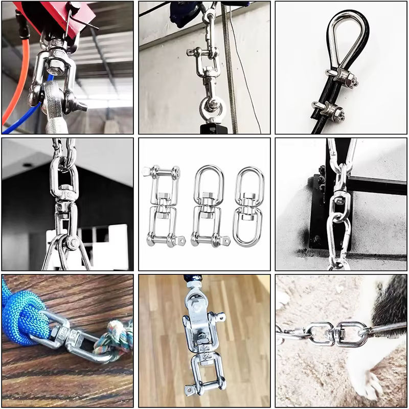 NERISXB Doppelseitiger drehbarer Ösenhaken aus Edelstahl 304 in Silber als Ringverbinder für Hängesessel, Schaukel, Sandsack und Yoga-Hängematte - Bild 5