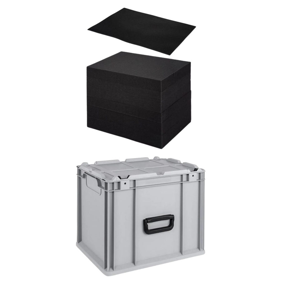 PROREGAL Eurobox NextGen Portable Transportbox mit Rasterschaumstoff und Schaumstoffeinlage, Grau, H x B x T: 33,5 x 30 x 40 cm - Bild 2