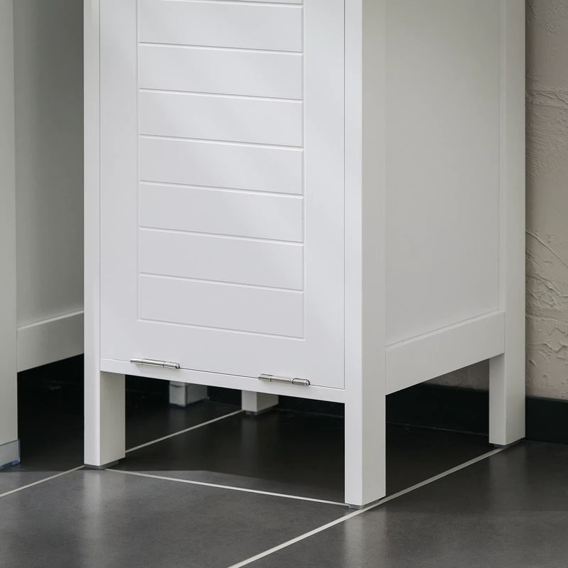 SoBuy Wäscheschrank aus Holz mit ausklappbarem Wäschesack in Weiß BZR122-W, B/T/H: 30 x 30 x 90 cm - Bild 5