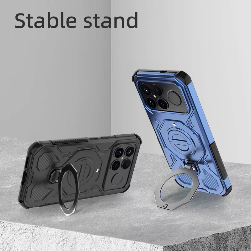Robuste und stoßfeste Handyhülle für Xiaomi POCO M8 F7 K80 Pro Ultra und Redmi K90 Pro Max mit magnetischem Ständer und harter Abdeckung in Blau oder Grün - Bild 5
