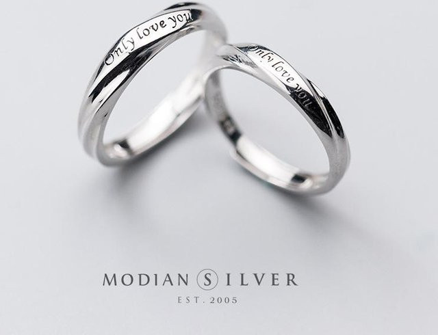 Modian Ring, 925 Silber, Buchstaben, Unisex - Bild 1