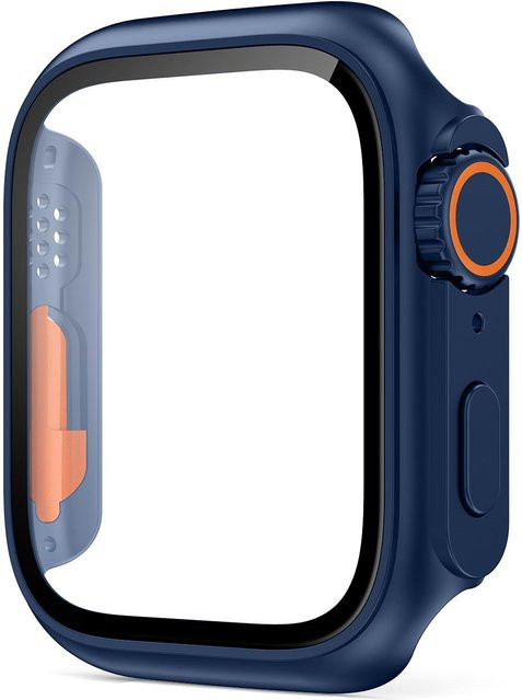 QGeeM Display Schutzfolie und Hülle Ultra Bumper für Apple iWatch Serie 8 7 SE 6 5 4 3 in Blau - Bild 1