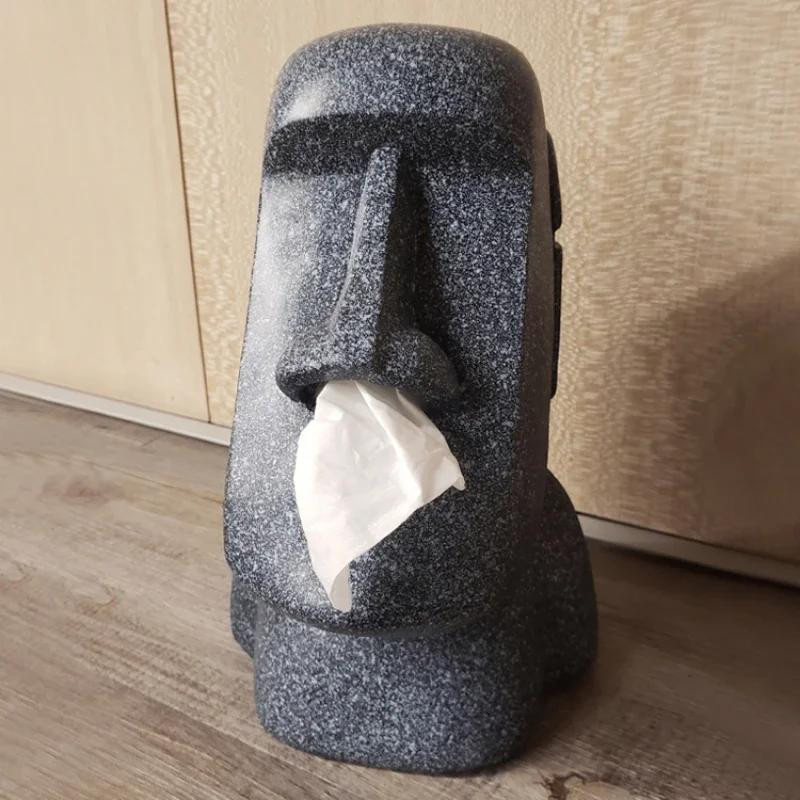 Dekorative Taschentuchbox Harz Stein Figur Ostern Ornament in Grau und Beige für Zuhause Büro und Restaurant - Bild 3