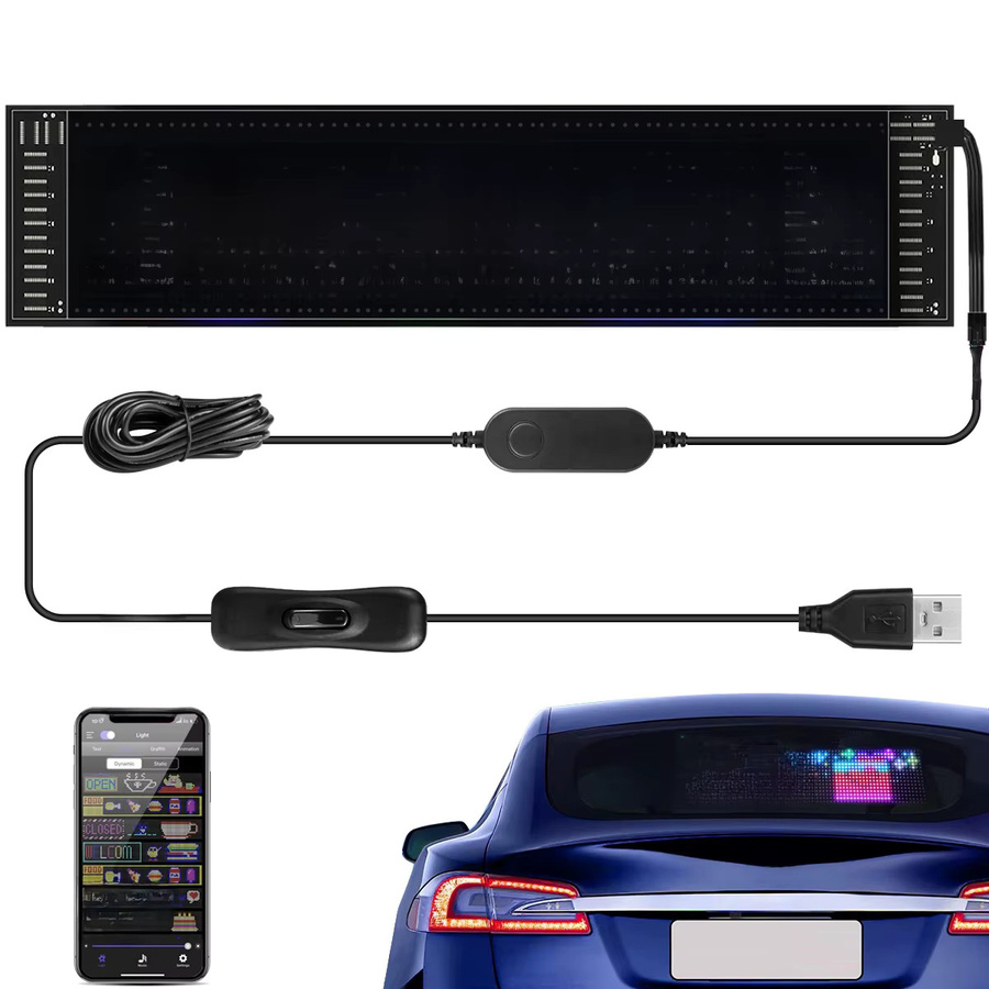 Rybakov USB-LED-Bildschirmschild in Schwarz mit Bluetooth, App-Steuerung und RGB-Effekten zur Anzeige von Nachrichten und Logos - Bild 5