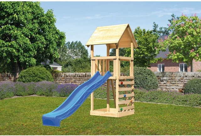 Karibu Spielturm Lotti mit Kletterwand & Rutsche Rot - Bild 1