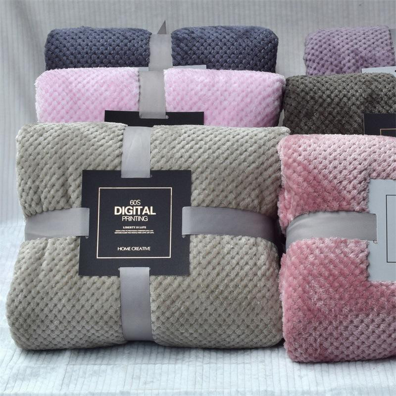 Yiran Furniture Mesh-Plaid-Decke aus Korallen-Fleece und Flanell in Kaffeebraun, B/H: 70 x 100 cm - Bild 1
