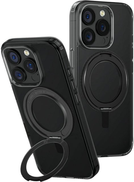 UNIQ Swivix Schutzhülle für iPhone 16 Pro mit 360 Grad drehbarem Ständer in Schwarz - Bild 1