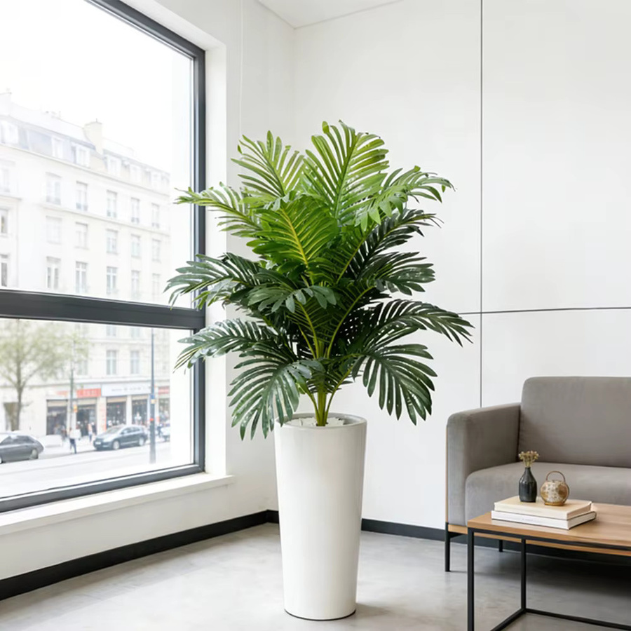 Künstliche Palme von Kmitang in Grün mit Monstera-Blättern aus Kunststoff für deine Haus- und Gartendekoration, Höhe: 75 bis 82 cm - Bild 2