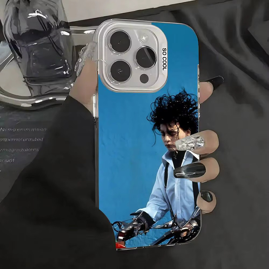 Retro E-Edward Scissorhands Stoßfeste Handyhülle für iPhone 17 16 15 14 13 12 11 Pro Max X XS XR in Silber - Bild 4