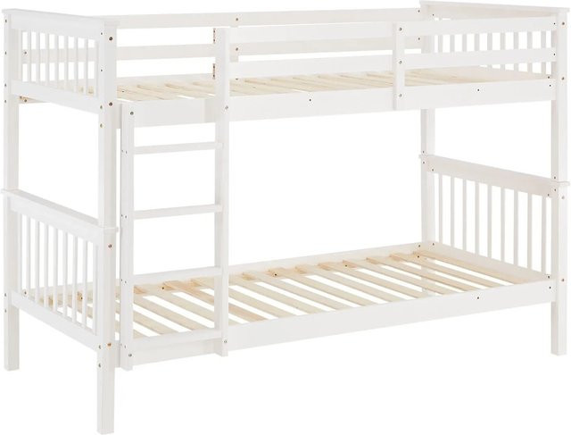 Homestyle4u Etagenbett für Kinder aus Kiefernholz in Weiß mit Matratzen B/T/H: 90 x 200 x 208,5 cm - Bild 1