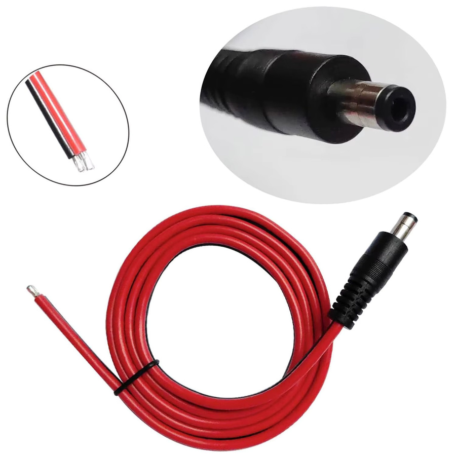 UpperFu 2 Stück DC-Versorgung Pigtail Stecker 5,5 mm x 2,5 mm mit 14 AWG blankem Draht in Schwarz für CCTV-Überwachungskameras und LED-Streifenlicht - Bild 3