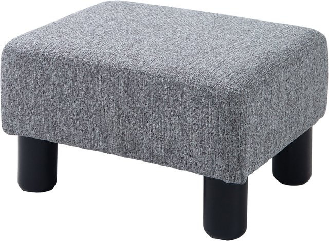HOMCOM Rechteckiger Ottoman Fußhocker aus Leinen in Grau, B/T/H: 40 x 30 x 24 cm - Bild 1